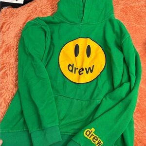 DREW Kids Hoodie in Green with Yellow Smiley